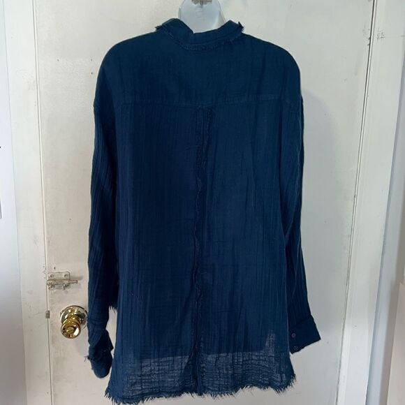 URBAN OUTFITTERS Biscay Blue Gauzy Blouse-M - Picture 6 of 11